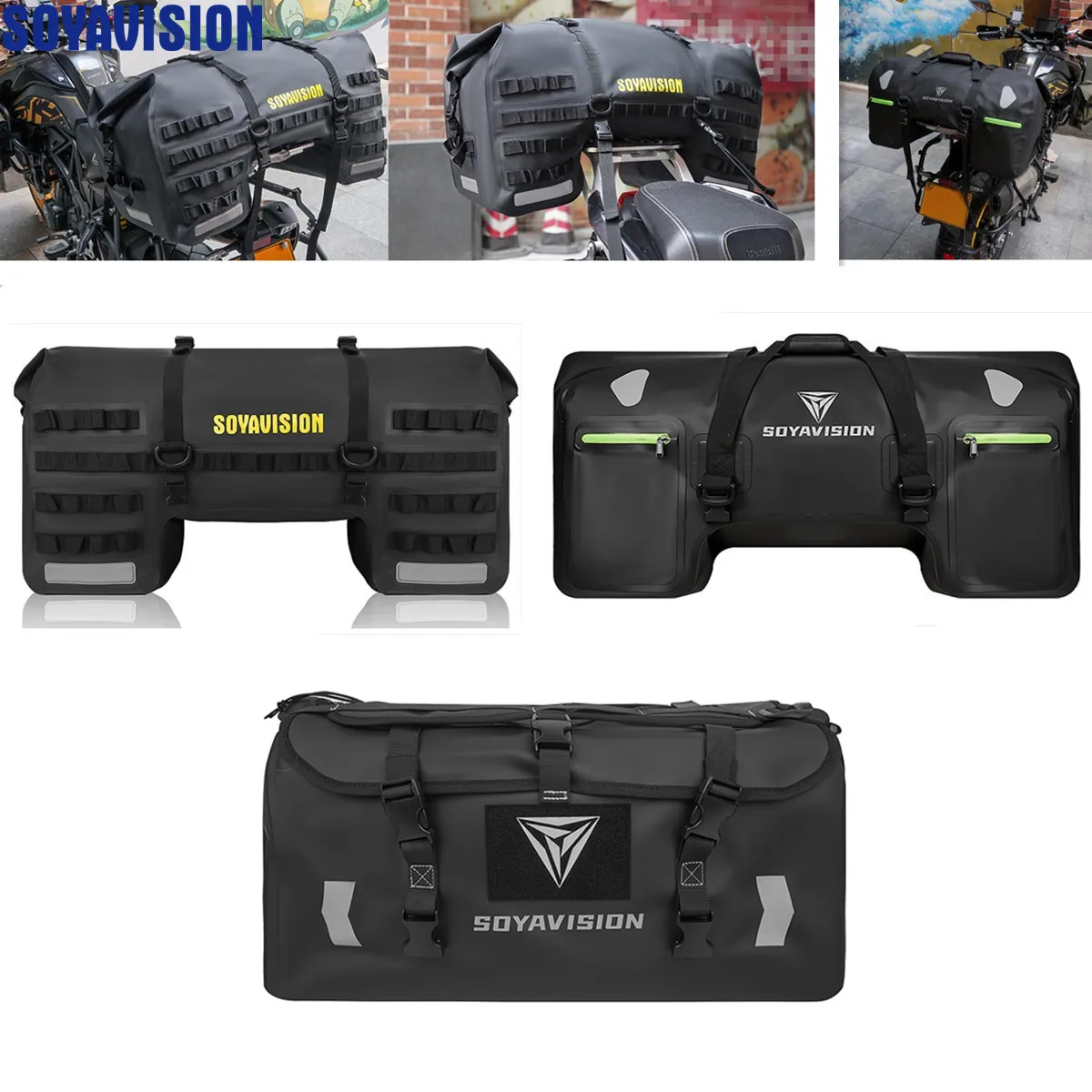 50L 80L Universal Motorcycle Waterproof Tail Bags Helmet Durable Rear Moto Seat Bag Large Capacity Riding Motocross Outdoor Bag
