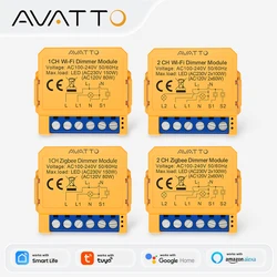 AVATTO WiFi/ZigBee Smart Dimmer Switch Module 1/2 Gang Dimmer Light Switch Module APP Remote Control For Tuya Alexa Google Home