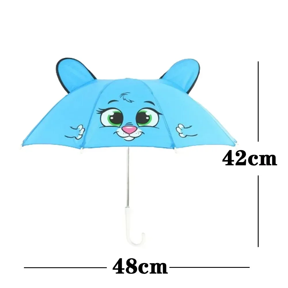 Mini Animal Umbrella Kids Photo Props Small Straight Umbrella Portable Waterproof Kids Cartoon Long Handle Security Umbrella