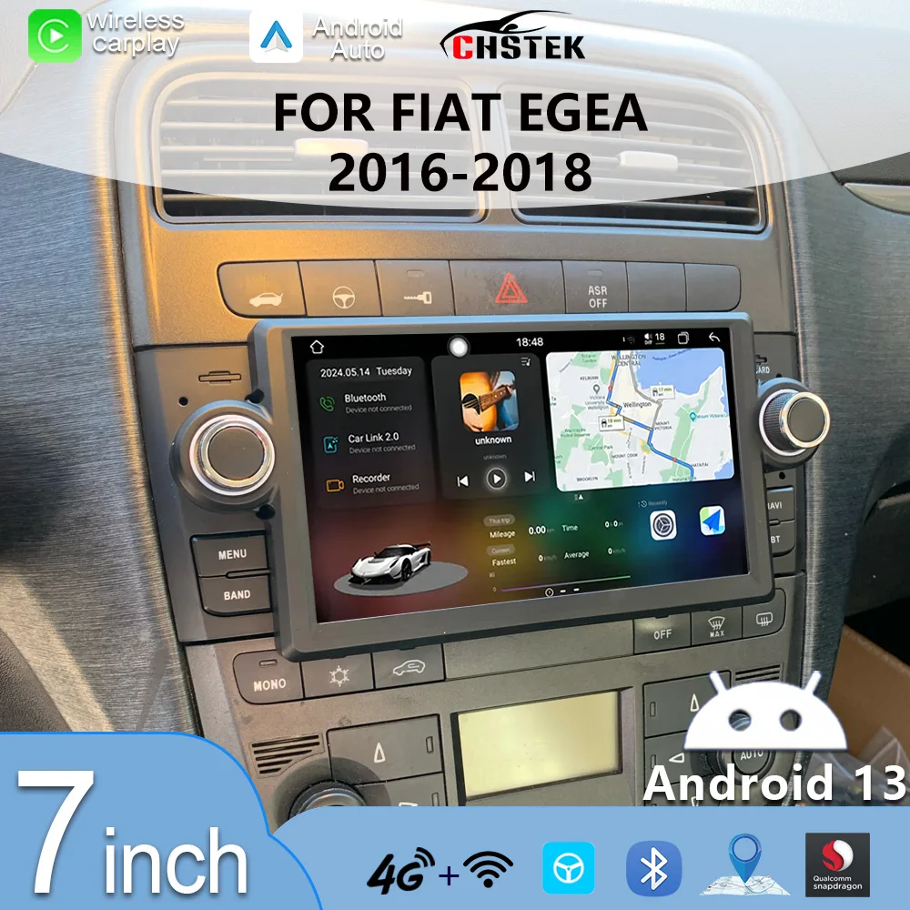 Radio para Auto CHSTEK con CarPlay Multimedia para Fiat Grande Punto Linea 2007 2008 2009 2010 2011 2012, Navegación WIFI GPS 4G Bluetooth