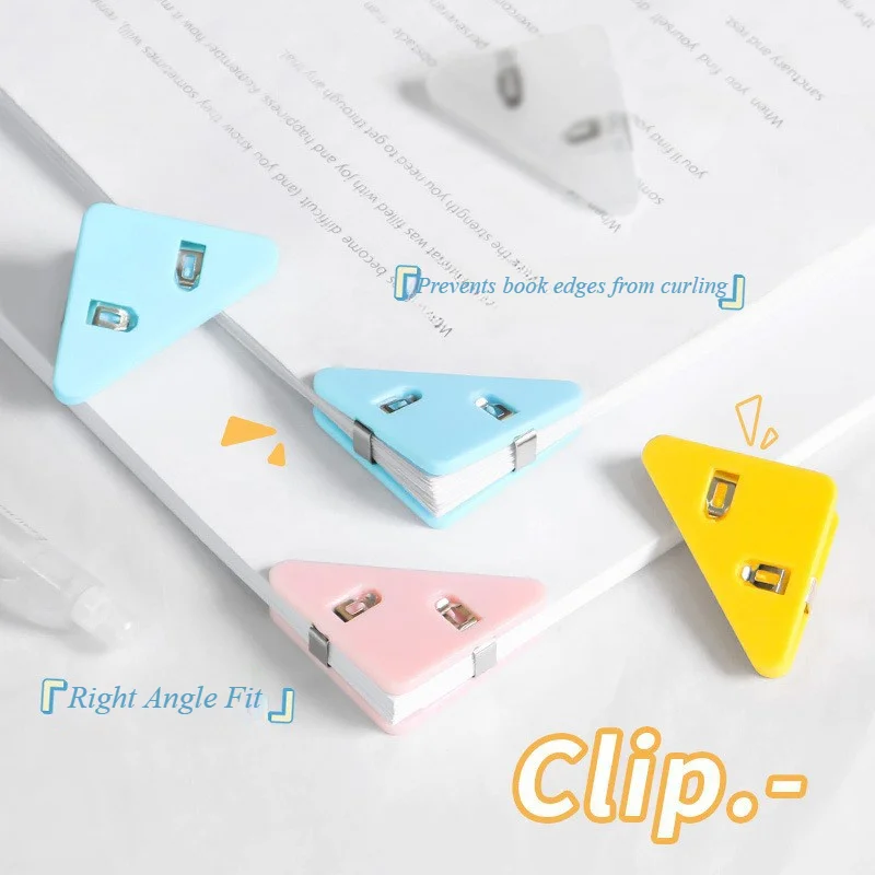 4PCS Corner Clip Student Paper Organizer Triangle Clip Office Binding Clip  Desk Organiser  Organization Office Desk Accessories