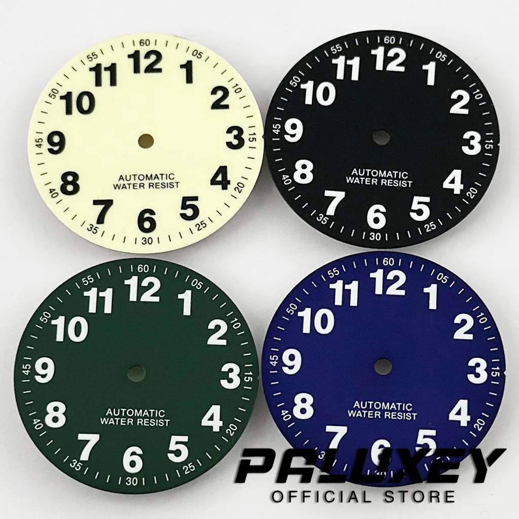29mm Pilot Diver Watch Dial Full C3 Green Luminous Watch Faces Suitable for NH35 NH36 NH38 ETA2824 2836 Miyota 8215 Movement