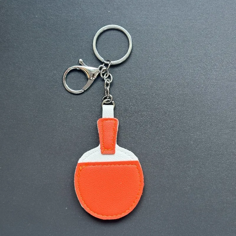 10PCS Cute Cartoon PU Table Tennis Racket Keychains Ping Pong Keyring Charms Gifts for Sports