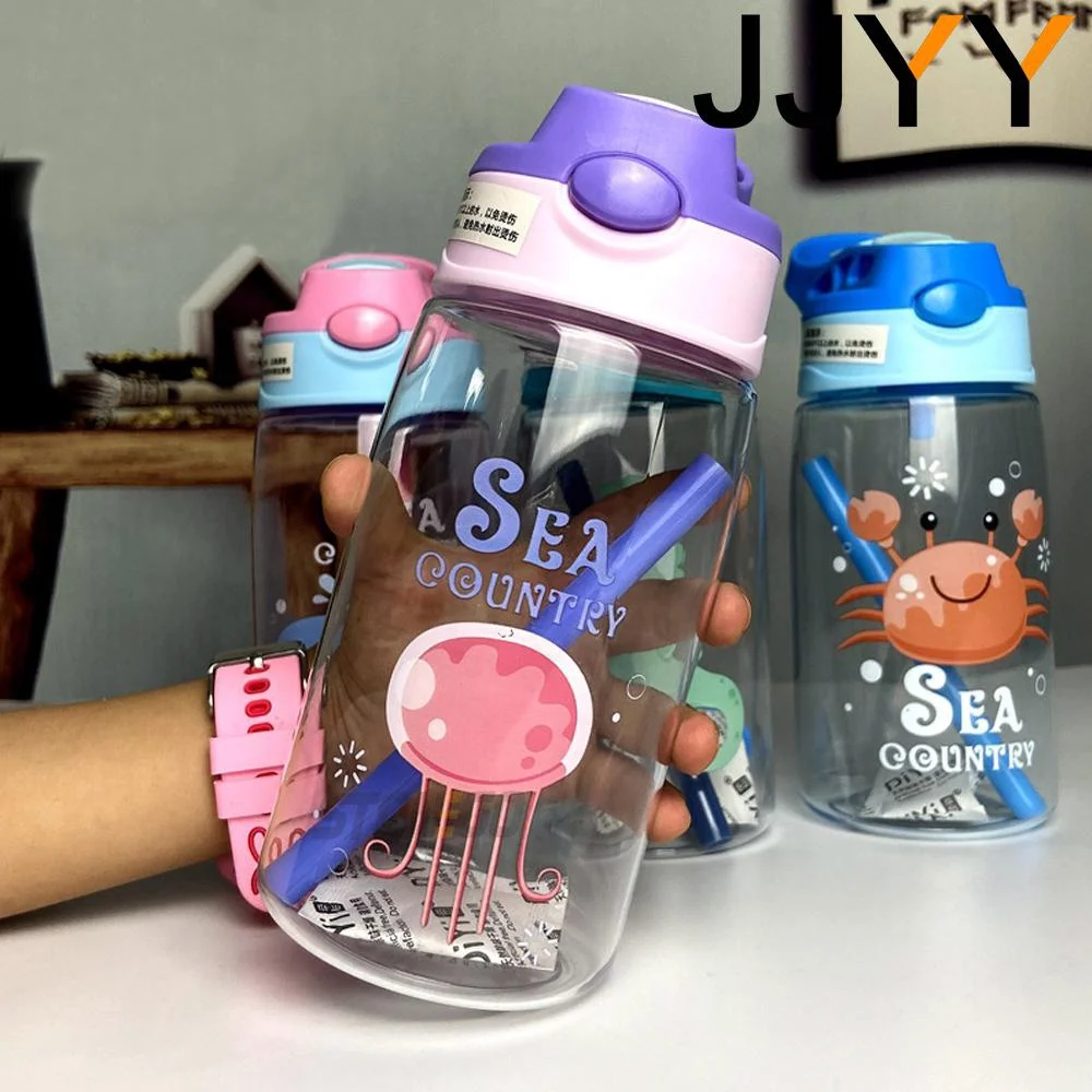 JJYY 1PC Kids Water Sippy Cup Kids Water Bottle with Straw and Handle Portable Drinking Bottle Cup Children