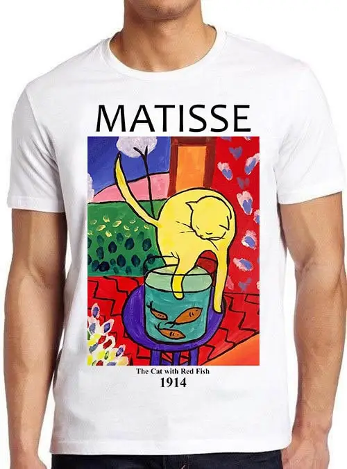 Henri Matisse The Cat with Red Fish 1914 T Shirt Funny Art Drawing Gamer Anime Cult Meme Movie Music 1108