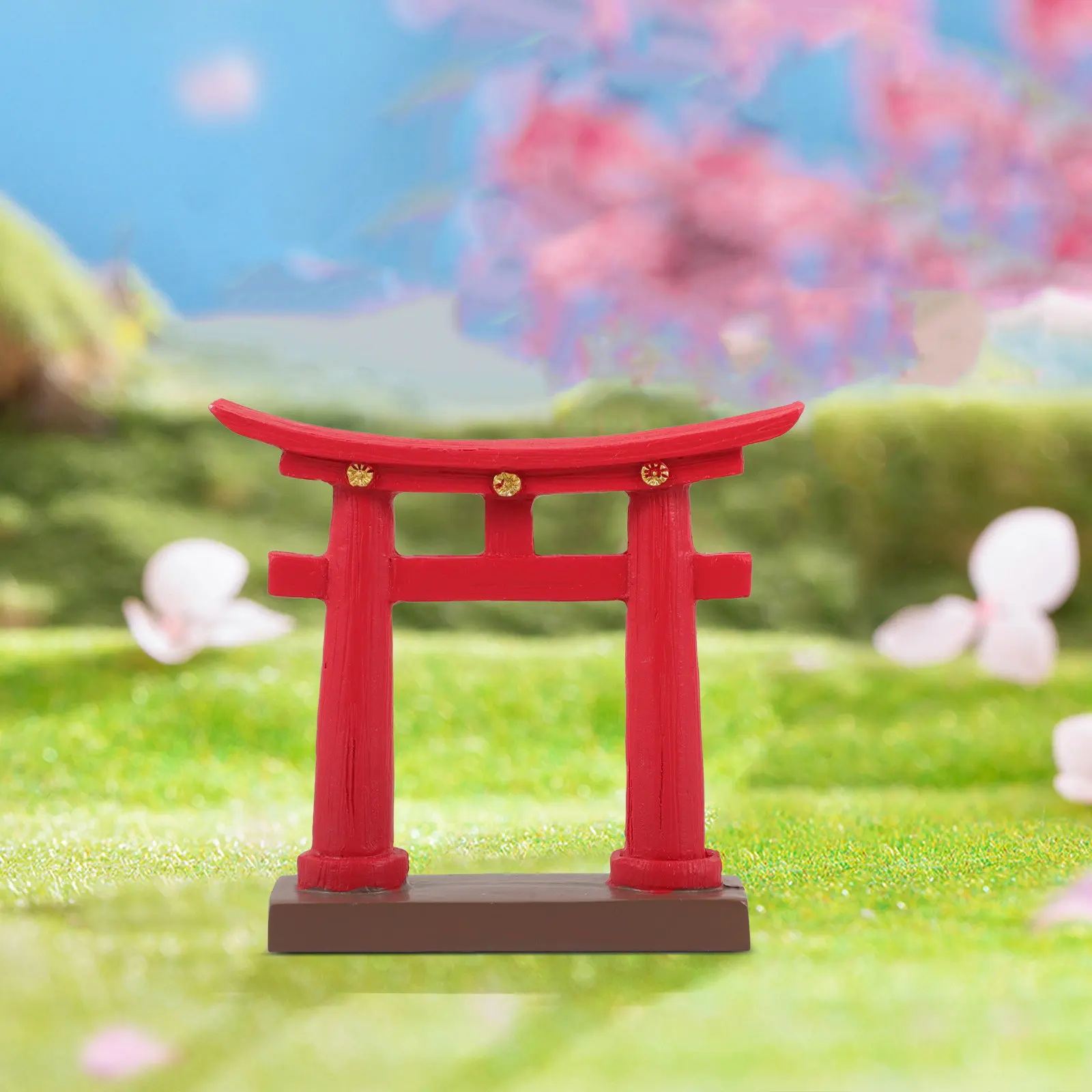 2Pcs Japanese Torii Gate Miniature Torii Decoration Garden Micro Landscape Aquarium Fish Tank Decor Home Outdoor Accent