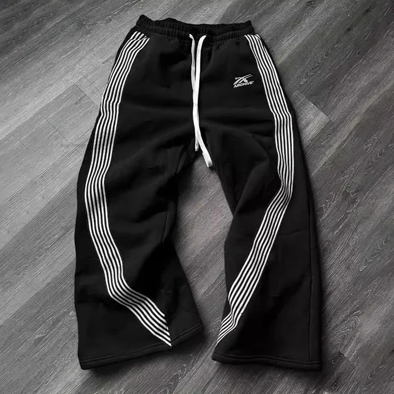 Hip-Hop Streetwear Pant Men Casual Striped Sweatpants Spring Autumn Couple Baggy Elastic Waist Jogging Trousers High Street Pant