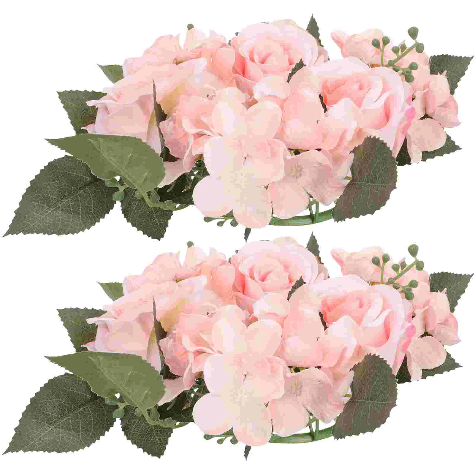 Rose Floral Rings for Candles Candlestick Garland Christmas Decorations Pillar Spring Wreath Banquet