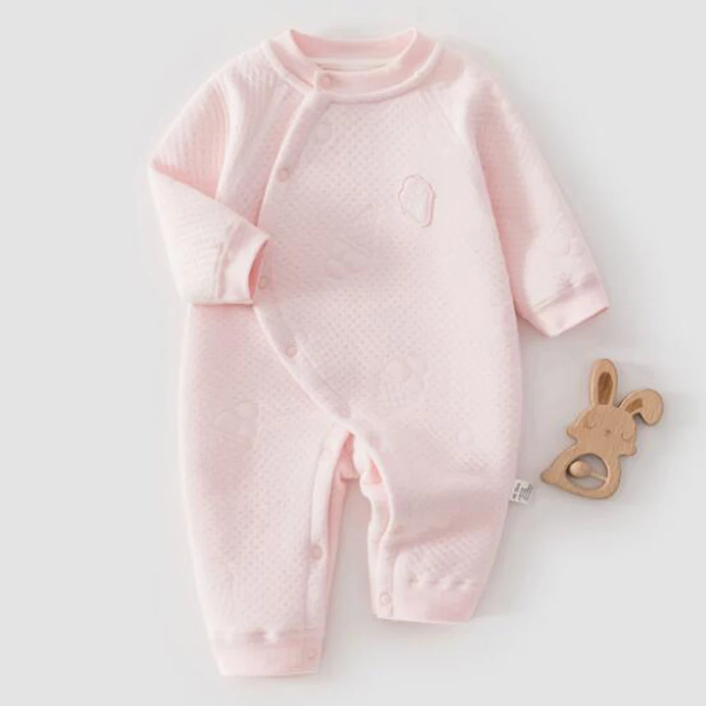 Baby Girl Romper Long Sleeve Quilted Warm Spring Autumn Winter Newborn Boutique Clothes 1st Birthday Baby Boy Jumpsuit
