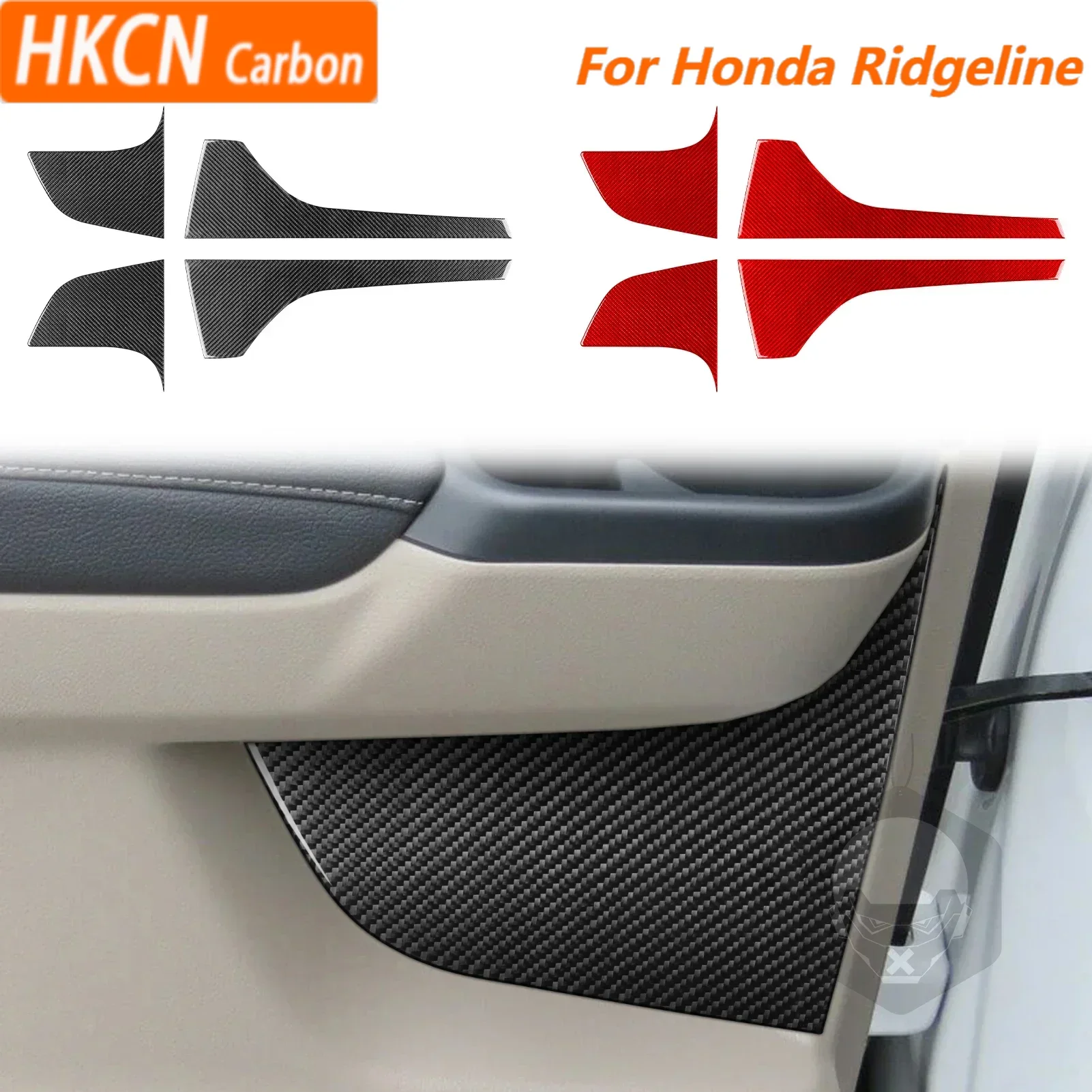 

For Honda Ridgeline Pilot Passport Car Accessories Carbon Fiber Door Storage Panel Set Interior Cover Trim Modified Sticker