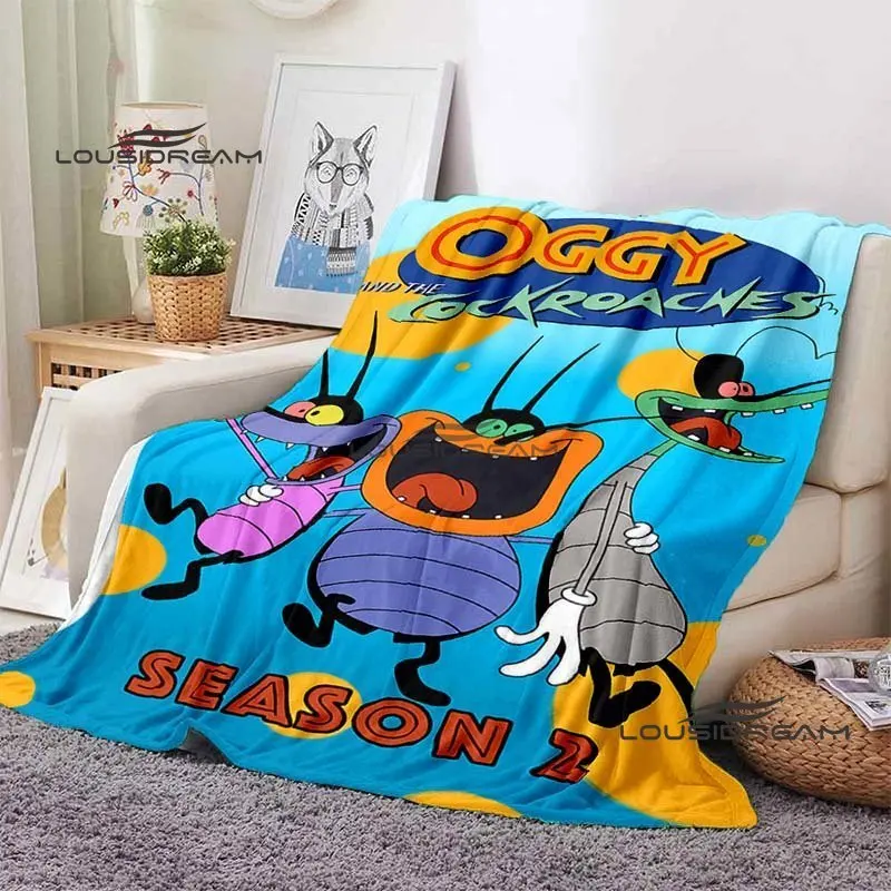 Oggy et les cafards Throw Blanket Cute Cartoon Soft Blanket Birthday Christmas Gift Bedroom Sofa Nap Travel Camping Warm Blanket