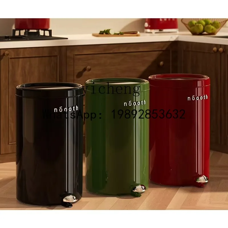 

A1 Foot Pedal Trash Can for Home Use, High-Value Appearance, Living Room and Bedroom, High-End Vintage Style, Large Paper Basket