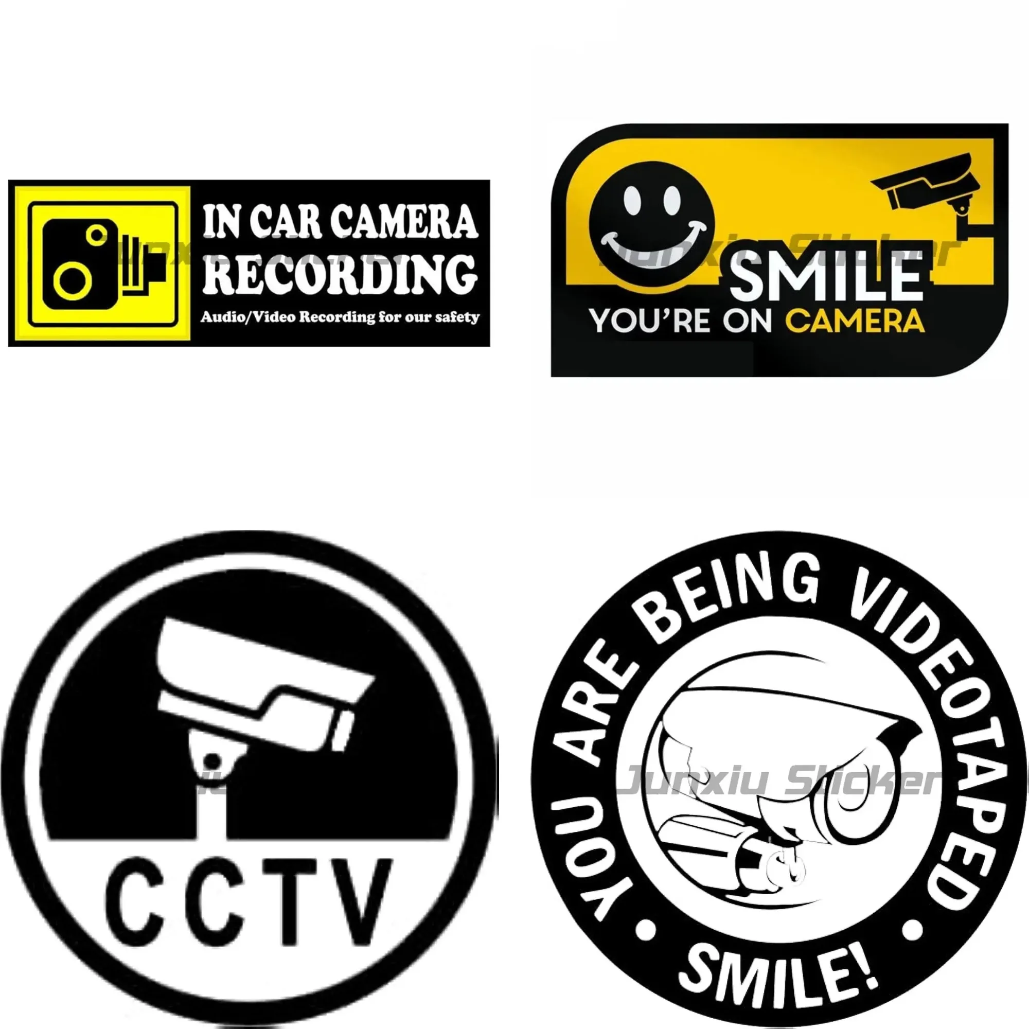 

Security Camera Recording Warning Sticker Cool Car Decal For Window Waterproof Scratch Resistant Surveillance Safety Accessories