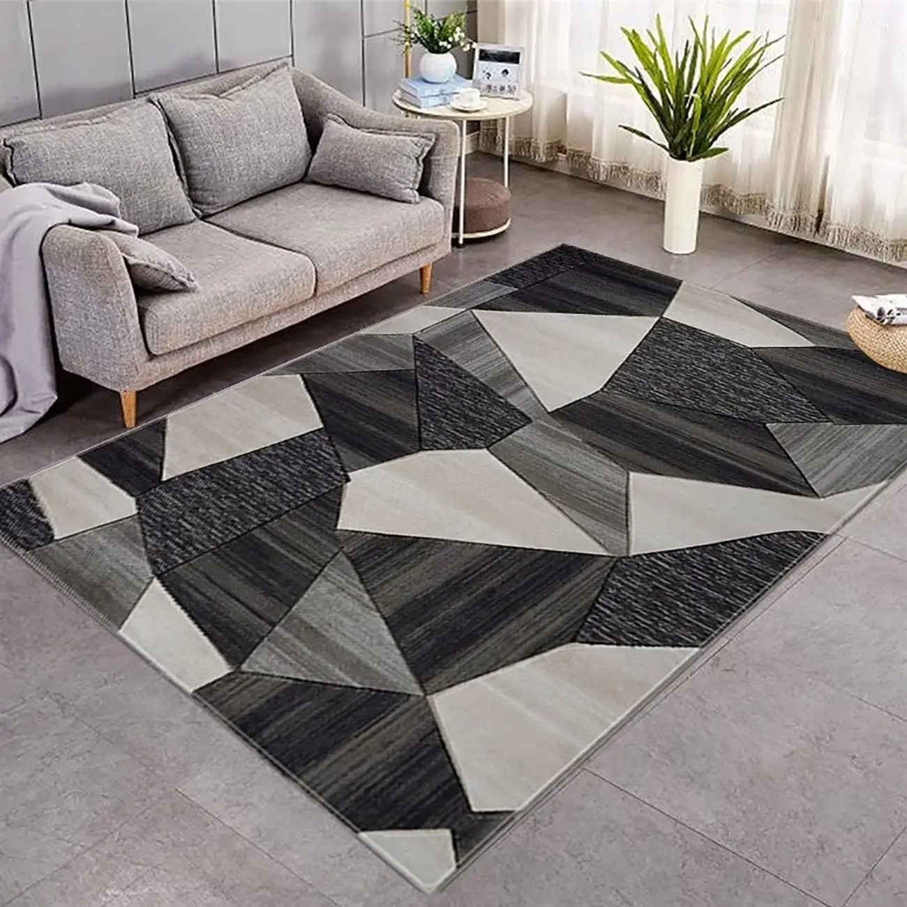 Burgundy Gray Geometric Circle Carpet for Living Room Home Decoration Sofa Table Large Area Rugs Abstract Non-slip Floor Mat