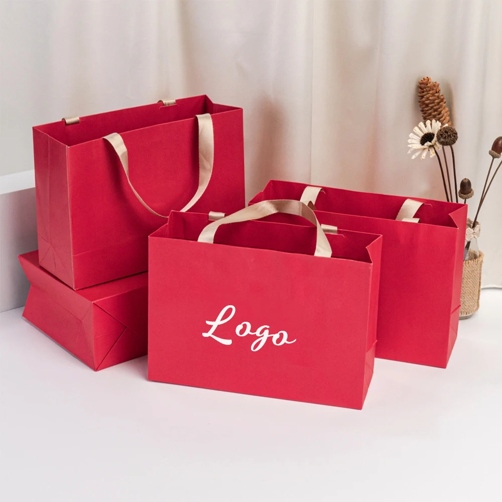 

Картонная упаковка с логотипом и ручкой на заказ, сумки-тоут 28x10x20 см, красная бумага, подарочная сумка для свадебной вечеринки, роскошный мешок для покупок