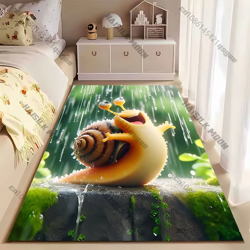 Joyful snail enjoying rain carpet Yoga living room room decor children's crawling mat doormat area rug games mat