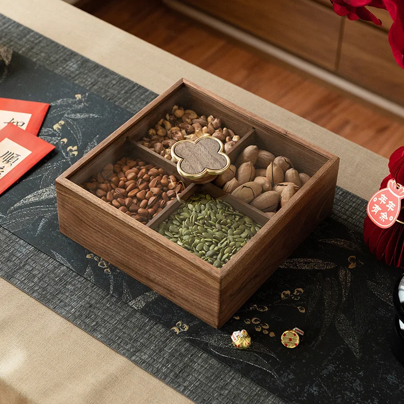 

Fruit plate household living room coffee table solid wood dried fruit plate light luxury high-end nut plate high-end exquisite h