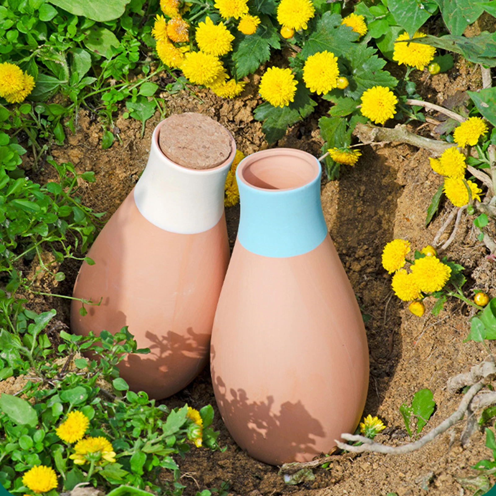 Watering Pot Ceramic Red Clay Automatic Plant Watering Device for Indoor Outdoor Potted Plants Slow Seepage Kit