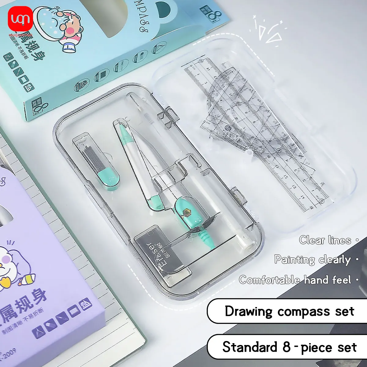 WQN Colored Compass And rRuler Set For Measuring, Drawing, Drafting,And Shool Supplies