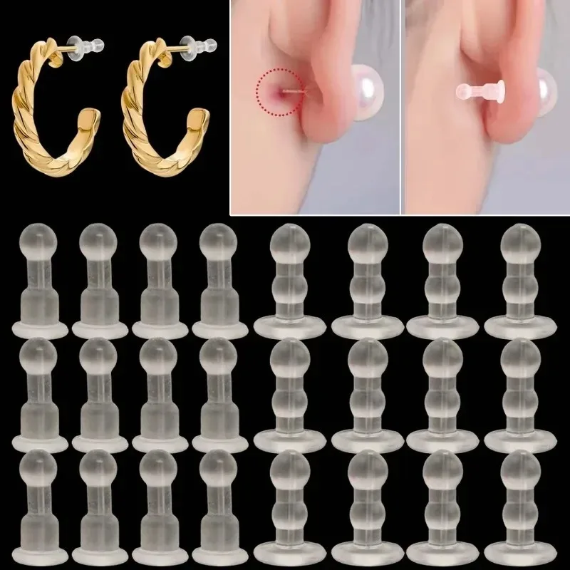 10/100pcs Soft Silicone Rubber Earring Back Stoppers for Stud Earrings DIY Full Coverage Earplug Safety Earring Back