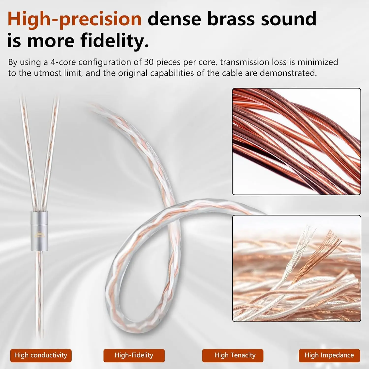 Okcsc IE40 PRO 3.94FT 업그레이드된 교체 케이블 이어폰 4 코어 2.5mm/3.5mm 이어폰 IE40 PRO에 적용 가능한 업그레이드된 케이블