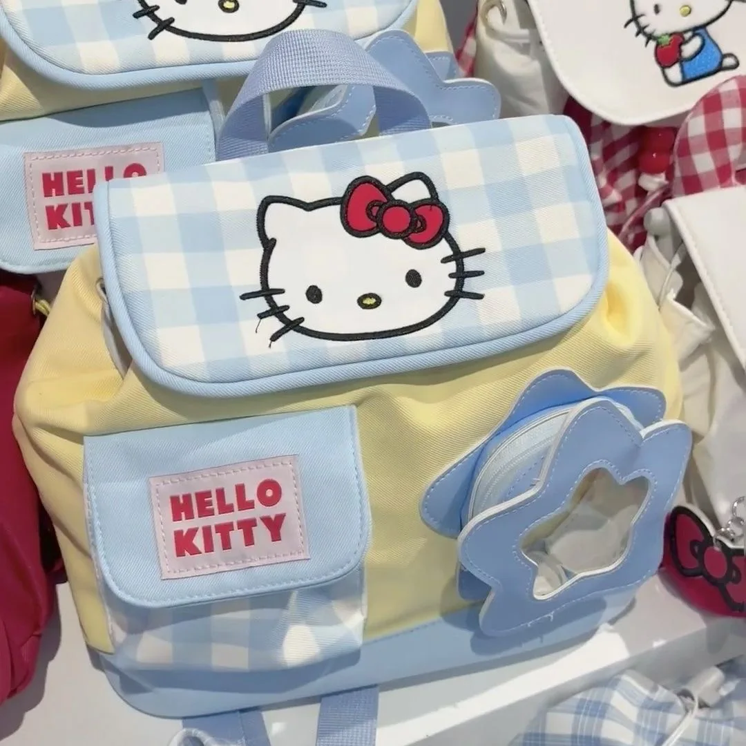 Nueva mochila Hello Kitty para mujer, mochila de moda de alta calidad con cordón para niñas, mochila de viaje pequeña y fresca para niñas