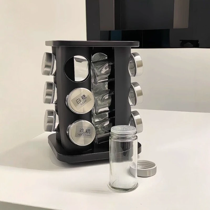 Rotating seasoning rack Household kitchen Multi-layer seasoning bottle storage rack High value moisture-proof and mildew-proof