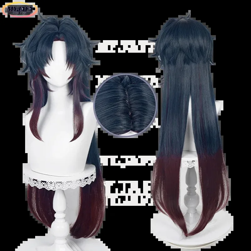 2025 هونكاي ستار السكك الحديدية بليد شعر مستعار 90 سنتيمتر طويل أزرق داكن بني أحمر مقاومة للحرارة الاصطناعية لعبة الشعر أنيمي تأثيري الباروكات + واي فاي