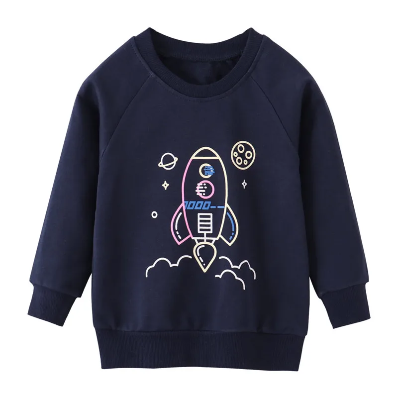 2-7T New Arrival Boys Sweatshirts Rockets Print Hot Selling Fashion Sport Shirts Children's Clothes Kids Hoodies Tops