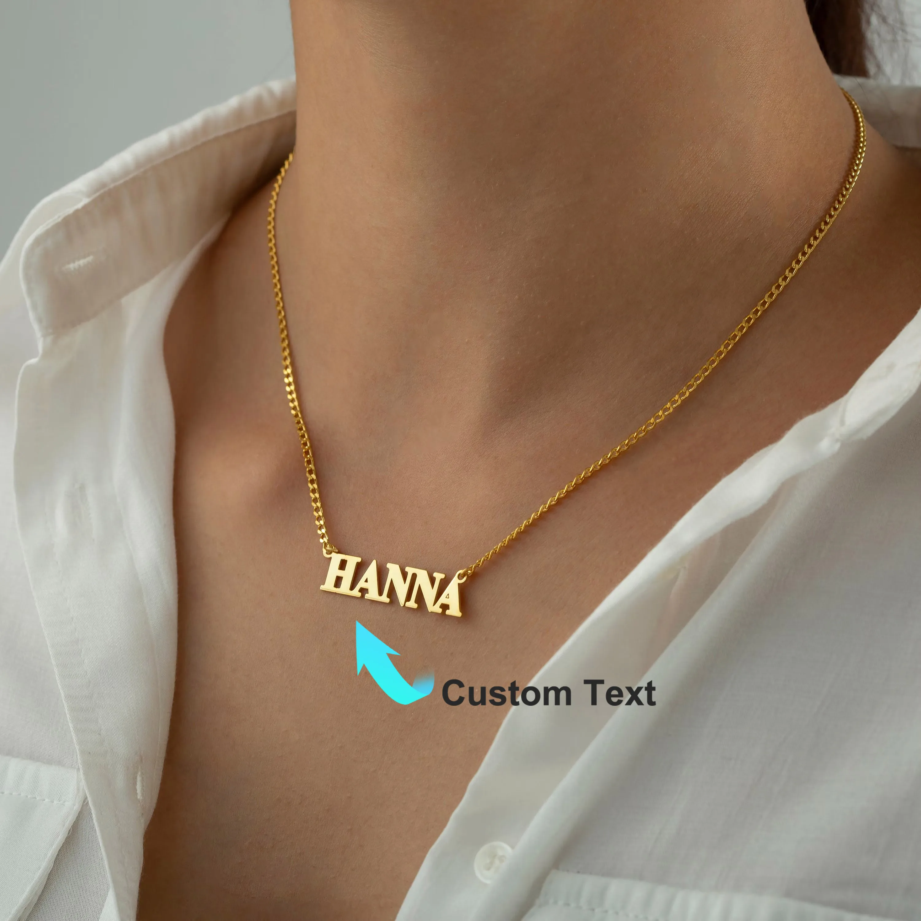 Collier personnalisé avec nom en or Collier avec nom personnalisé Collier avec nom délicat en acier inoxydable plaqué or 18 carats Cadeau de Saint Valentin