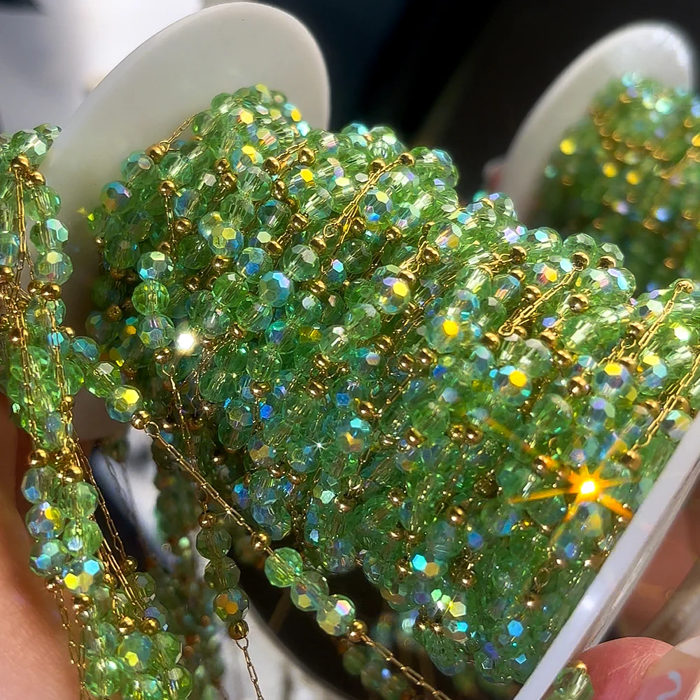 1 メートル/ロットステンレス鋼グラデーション 3.8 ミリメートルラウンドビーズチェーン DIY ブレスレットネックレスジュエリーメイキング検索アクセサリー材料