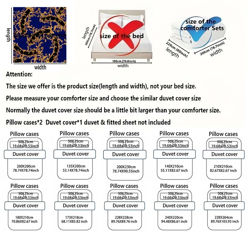 Golden floral black-blue background Print Soft Comfortable Duvet Cover Bedding Set Included 1*Duvet Cover 2*Pillowcases