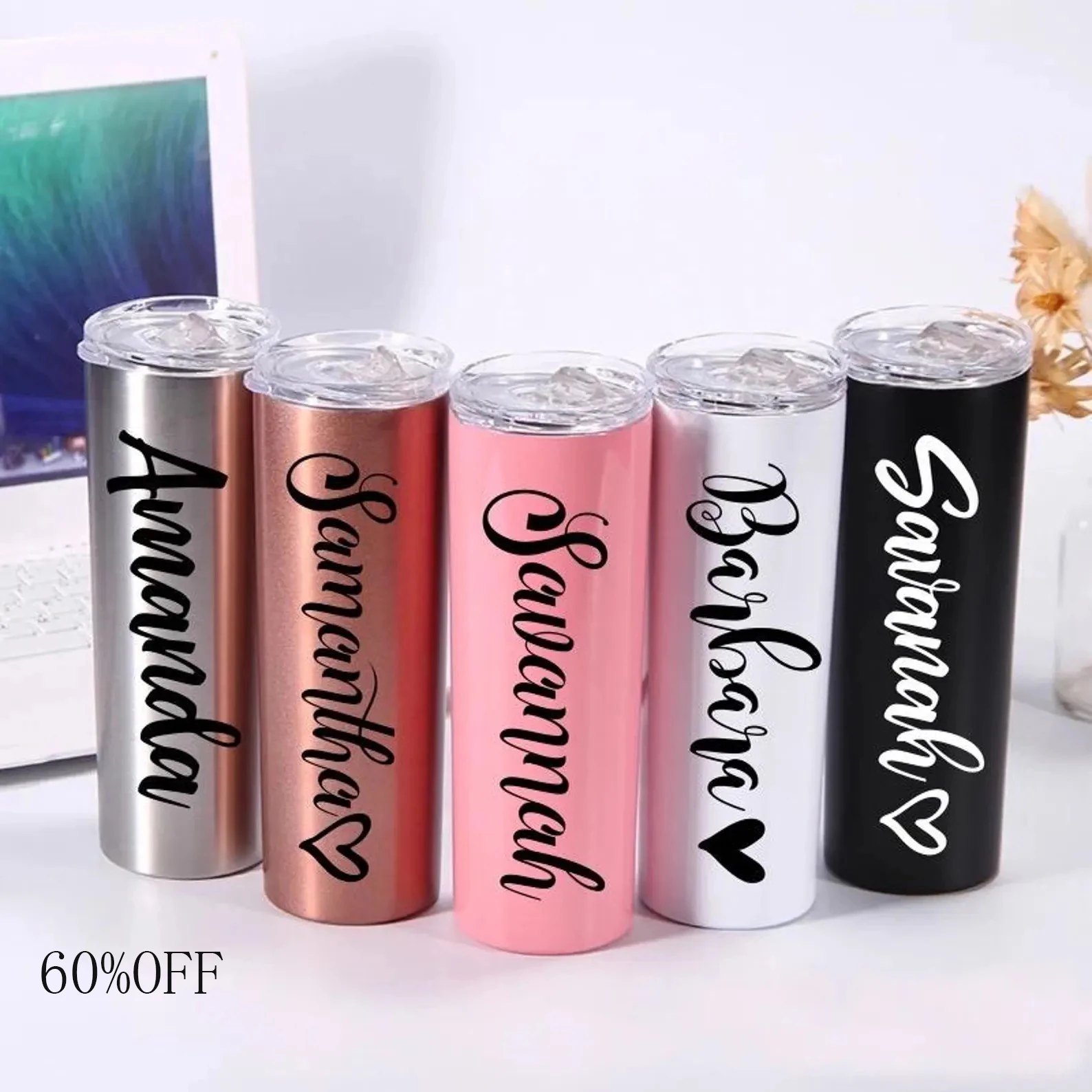 

Bridesmaid Gift Tumbler With Straw Custom Design Proposals Souvenir Skinny Insulated Tumbler Thermal Water Bottle Stylish Design