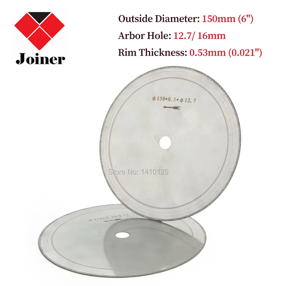 

2Pcs 6" inch 150mm Super-Thin Rim 0.53mm Diamond Lapidary Saw Blade Cutting Disc Arbor 1/2'' 5/8'' Jewelry Tools for Stone Glass