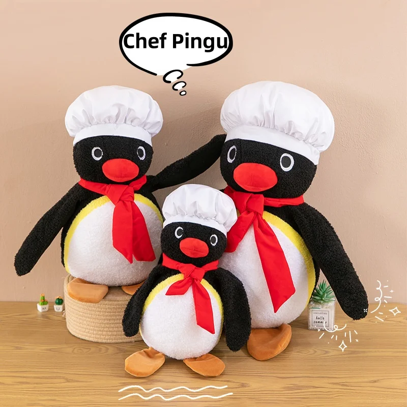 Kawaii Chef Pingu Plush Doll Cute Cartoon 35/45/55/65CM Plush Toy Plush Pillow Sofa Ornaments Room Decoration Birthday Present