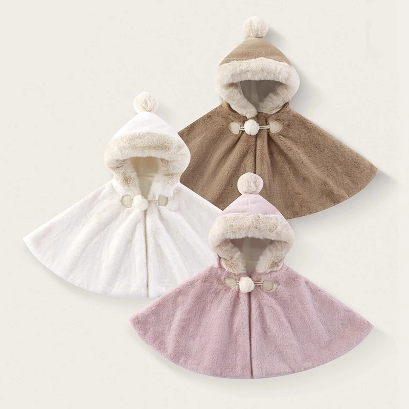 

Child Kids Warm Shawl for Party & Daily 1-7 Years Toddler Girls Winter Plush Cape Cloak – Soft Fleece Poncho Coat, 4 Colors