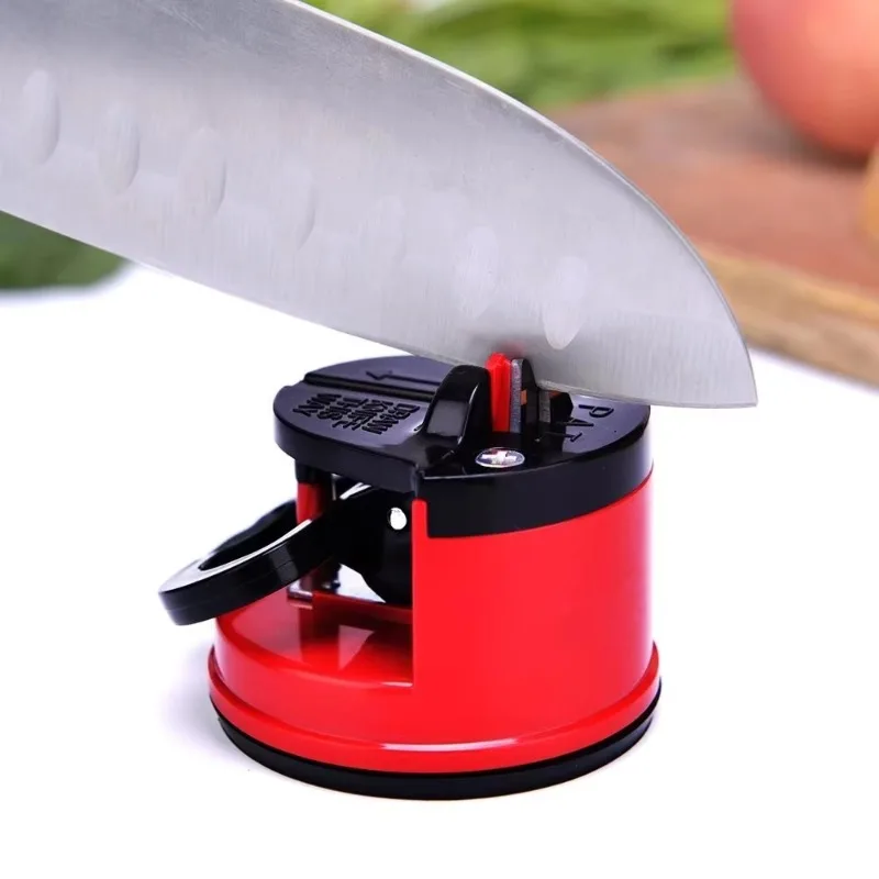 Portable Red Suction Cup Sharpener Tool Suitable Home Kitchen Friut Cut-knife Tool Outdoor Household Sharpener Accessories