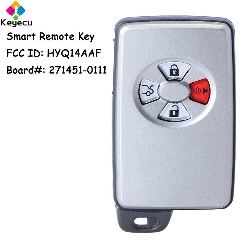 

KEYECU Smart Remote Control Car Key With 4 Buttons 314.3MHz 433MHz for Toyota Avalon 2005 2006 2007 Fob HYQ14AAF 271451-0111