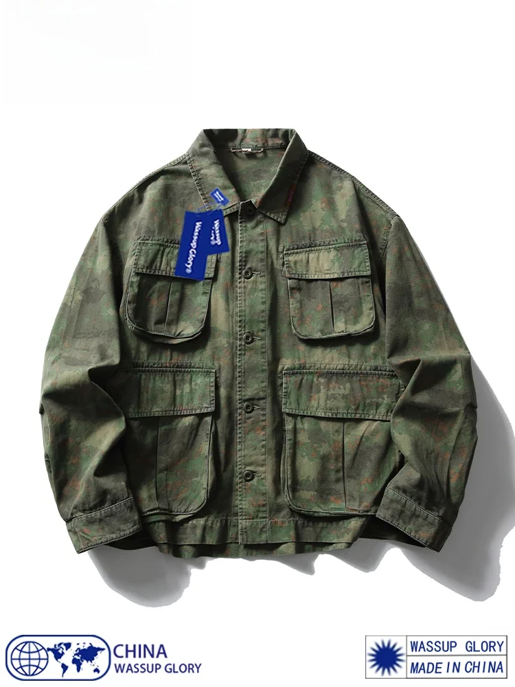 

Wassup Glory Detroit Camouflage Jaet Men's Spring Autumn Multi-ket Hunting Sle Breathable Cotton Workwear Coat
