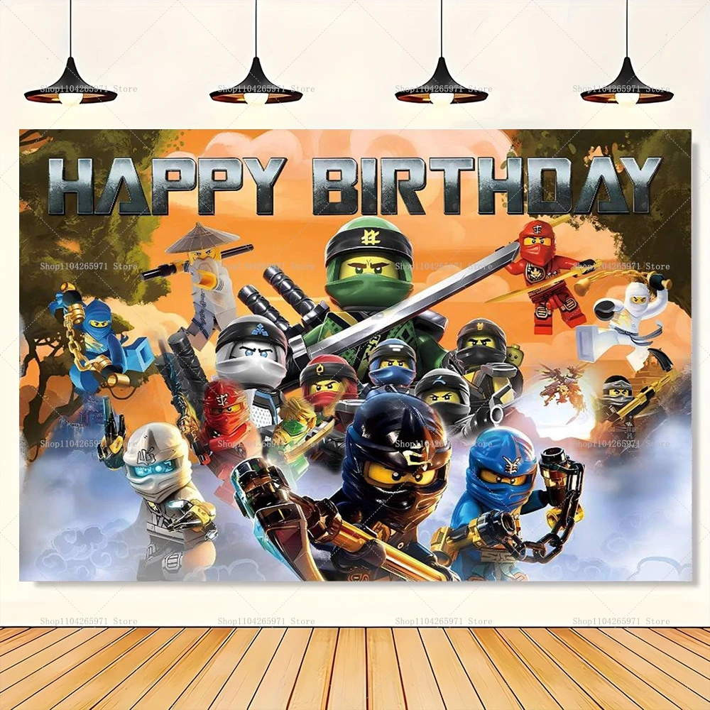 Fondo de Cumpleaños Ninjago, Pancarta con Temática de Ninja Warrior, Decoración para Fiestas de Cumpleaños Infantiles, Fondo para Fotos