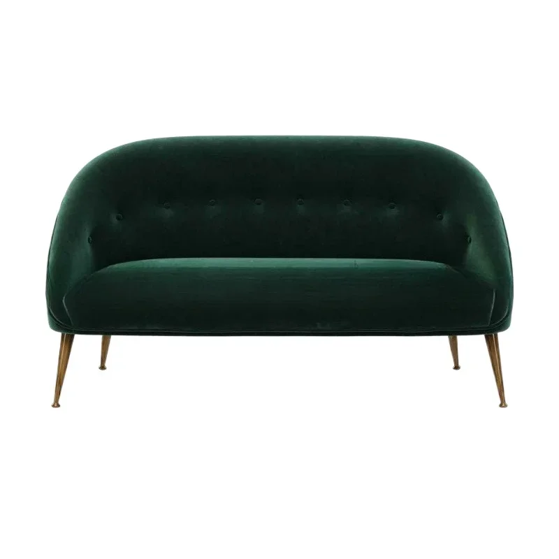 

Nordic modern fabric buckle three-person sofa furniture living room stainless steel leisure sofa reception sofa