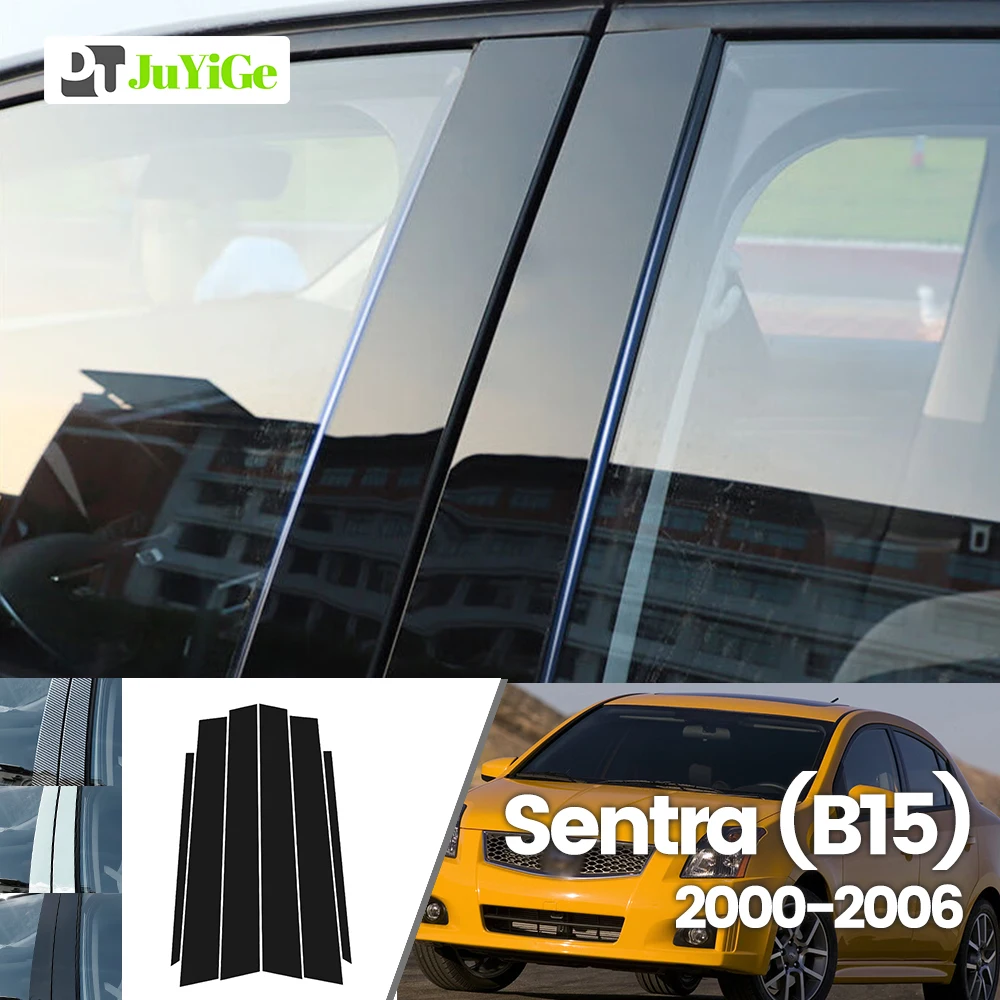 For Nissan Sentra B15 2000-2006 2001 2002 2003 2004 Bright Black Carbon Fibre Window Door B C Sticker