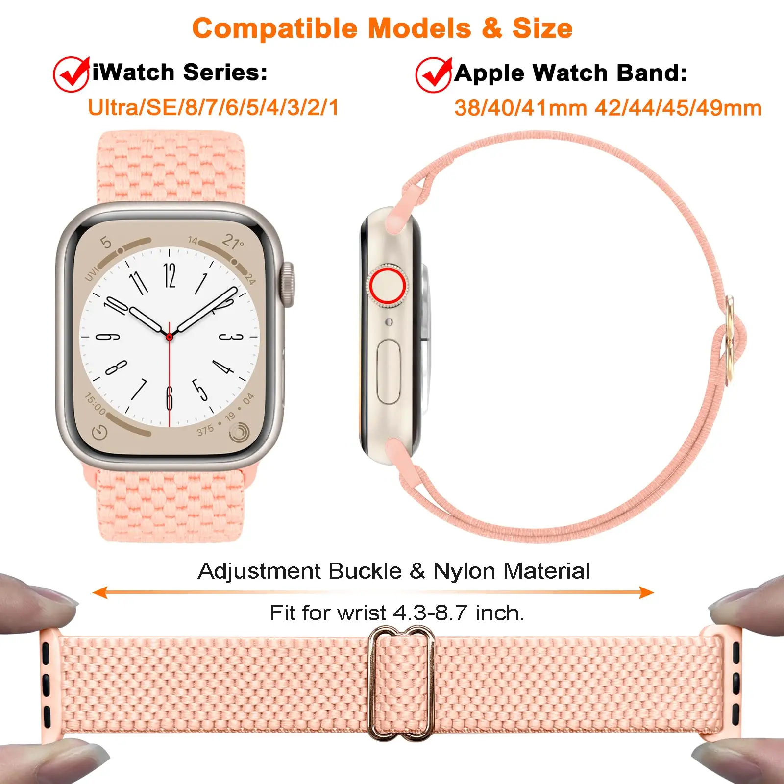 Apple Watchバンド 40mm 44mm 45mm 40mm 42mm 38mm対応 編み込みストラップ ナイロンブレスレット iWatchシリーズ3 5 SE 6 7 8 9 ultra2 49mm