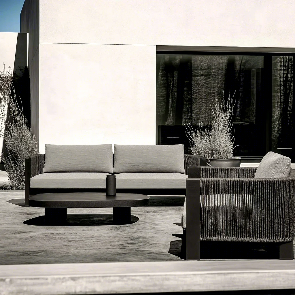 Modern Luxury Aluminum Outdoor Leisure Sofa Couch Set Park Farmhouse Comfortable UV-Resistant Weather Resistant
