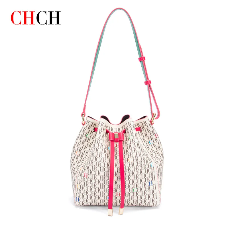 

Vintage Drawstring Bucket Bag for Women Classic Letter Print Fashion Shoulder Crossbody Bag Unique Retro Style Daily Purse