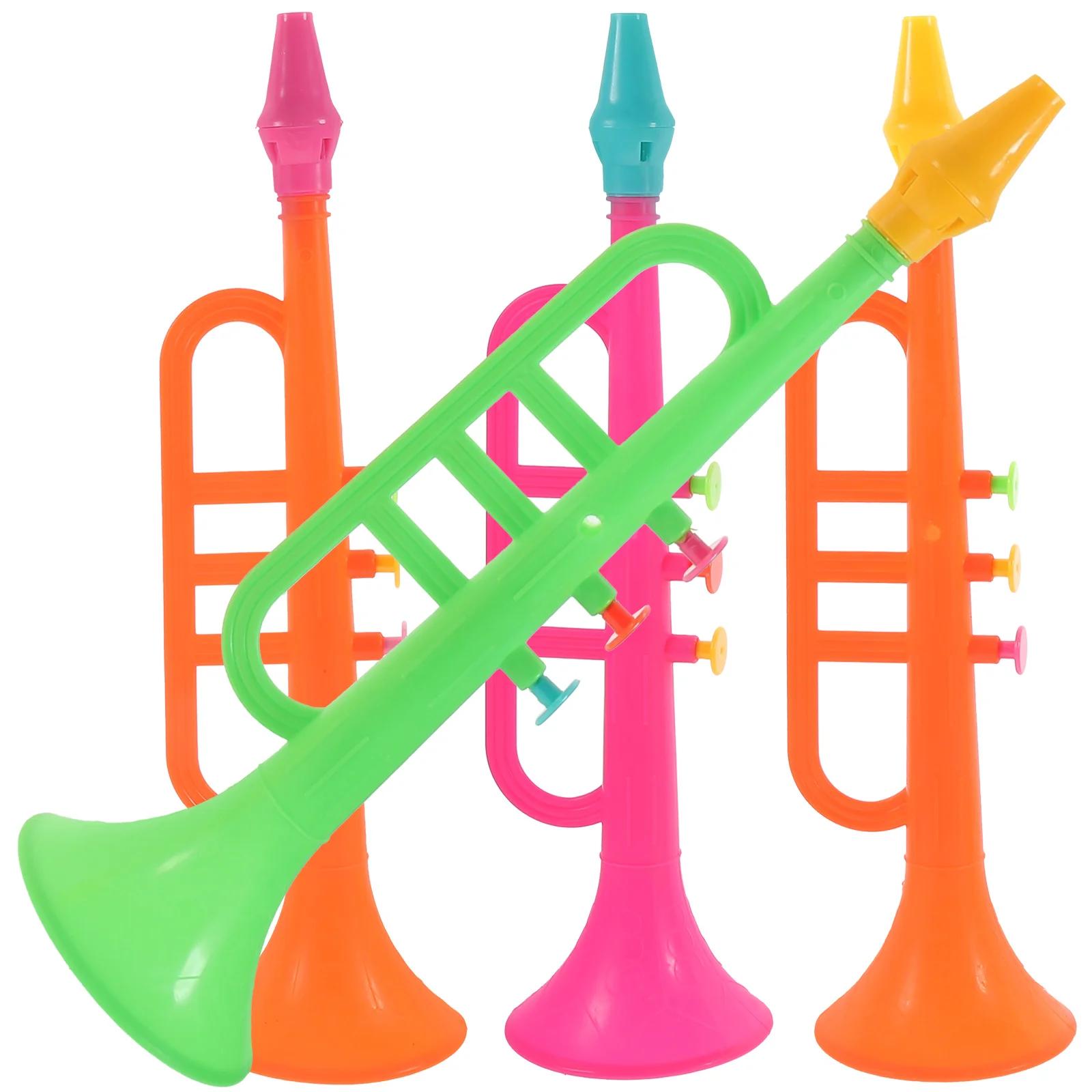 4 pezzi di trombe musicali in plastica mini strumenti colorati divertenti creatori di rumore per feste oggetti di scena per feste