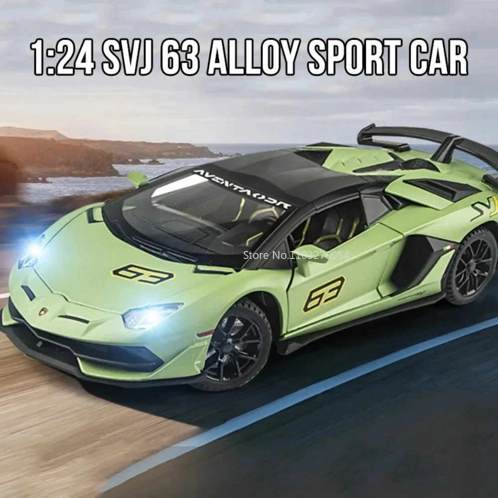 1/24 AVENTEDOR SVJ63 Sport Car Alloy Model Toys Simulation Diecasts & Toy Vehicles Sound And Light Collection For Kids Boy Gifts