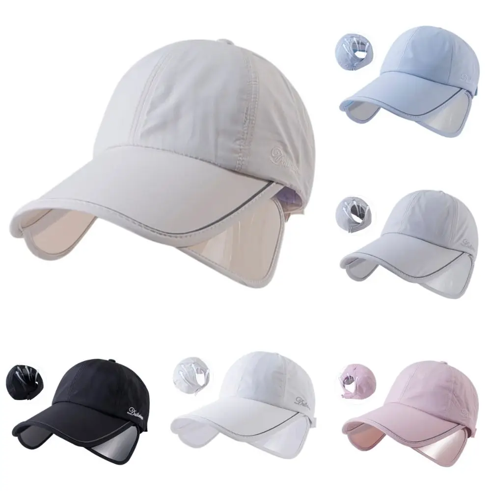 

Wide Brim Sunscreen Baseball Hat Quick Dry UV Protection Sports Cap Adjustable Visor Reflective Strip Retractable Sun Hat Sport