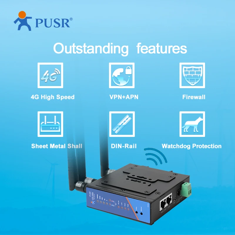 USR-G806-A نسخة أمريكا الشمالية جهاز توجيه LTE صناعي 3G/4G مع PTCRB &ATT يدعم OpenVPN
