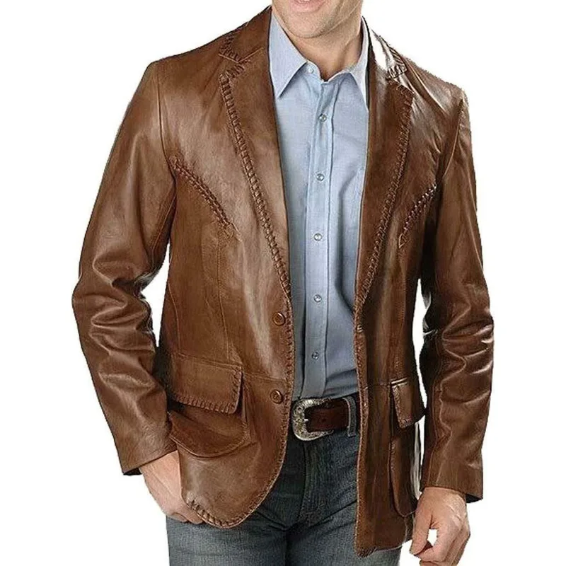 

Men's NEW Soft Genuine Lambskin Real Leather Blazer Premium Quality Buttons Coat